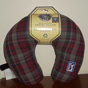 Neck support travel pillow plaid w/PGA Logo New